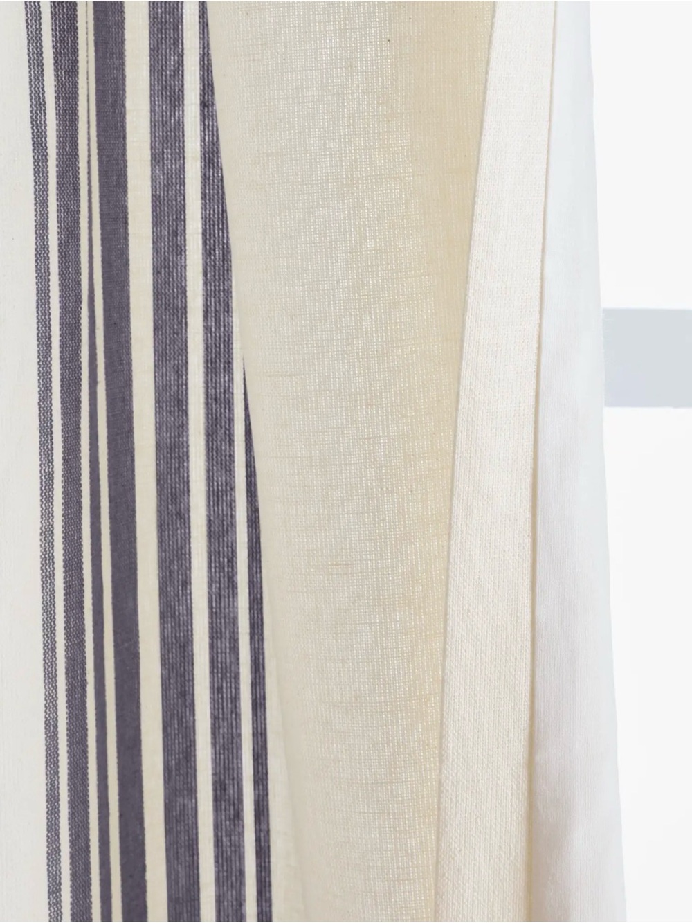 NWOT Coastal Stripe Navy/Ivory Linen Cotton Blend Lined Set -Retail $164 - Picture 2 of 7